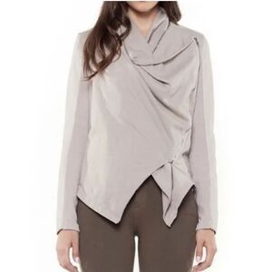 Blank NYC Gray Drapey Vegan Leather Moto Jacket Women’s XS
